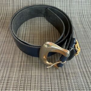 Axcess Black and Gold Leather Belt Classic Accessory Size M